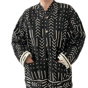 Handmade Womens Aztec Geometric Reversible Bohemian Canvas Cotton Jacket Sz L 