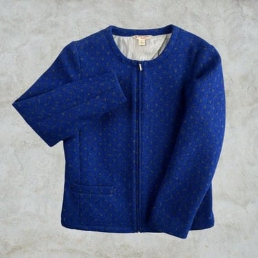 Brooks Brothers Womens Boiled 100% Luxury Moon Wool Jacket sz6 Blue Gray Zip Up 