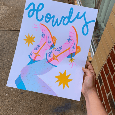 Howdy Risograph Art Print