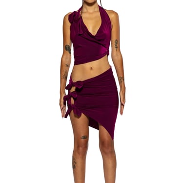 TIED UP ASYMMETRIC SKIRT IN IRIDESCENT ORCHID