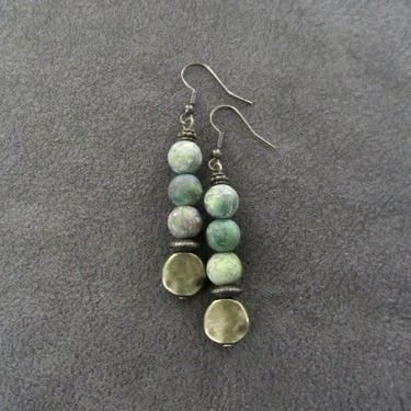 Jadeite and bronze earrings 22 
