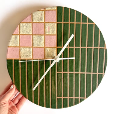 Time is on my Side - Wall Clock - Green and Pink