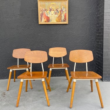 MCM Wood and Metal Chairs - Set of 4