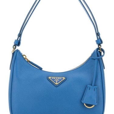 Prada Women Cerulean Leather Mini Prada Re-Edition Shoulder Bag