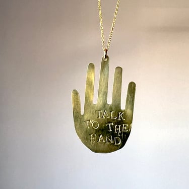 Talk to the Hand Brass Hand Pendant Necklace 