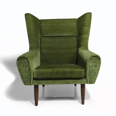 Danish Highback Longe Chair in Original Green Mohair