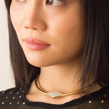 1980s Lanvin Gold Hinged Choker With Diamante 