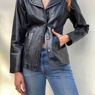 y2k Leather Jacket / Rachel Green Minimal Suede Leather Jacket / Button Up Leather Blazer / Lightweight Leather Jacket 