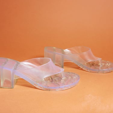 2000s Clear Jelly Slip On Sandals Vintage Chunky Y2K Shoes Sandals 