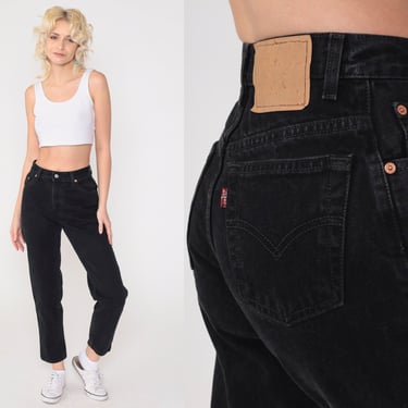 Black Levi 550 Jeans 90s Relaxed Tapered Leg Jeans High Waisted Levis Denim Pants Slim Retro Levi Strauss Vintage 1990s Small 4 Petite 