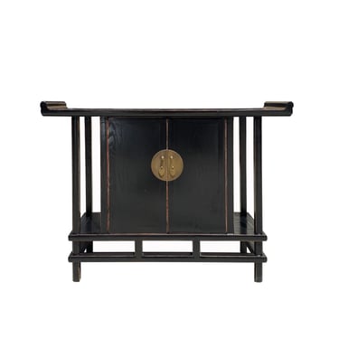 Chinese Black Lacquer Altar Point Edge Side Table Cabinet cs7318E 