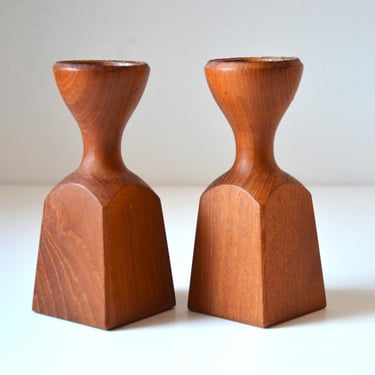 Vintage Dansk Solid Teak Candlesticks, 6