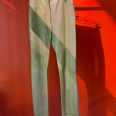 1990's Christian Dior Green Leather Pants