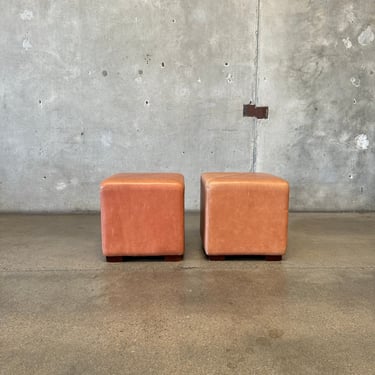 Pair American Leather of Low Stools