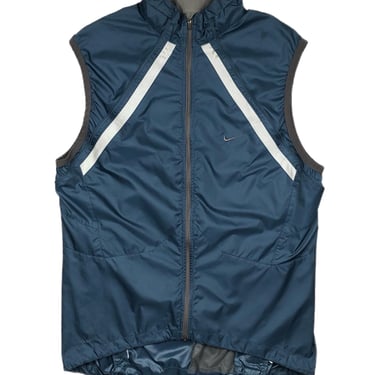 Vintage 90s/Y2K Nike Embroidered Swoosh Lightweight Navy Blue Fishing Style Windbreaker Vest Size Large 
