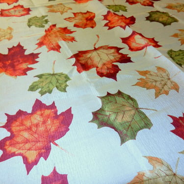 Harvest 70" Round Tablecloth~ colorful maple leaves Thanksgiving Table Vintage Fall Table Cloth~ Golden Red Brown Oak Leaf 