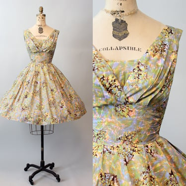 1950s NANI of HAWAII coral branch print dress xs | new spring 