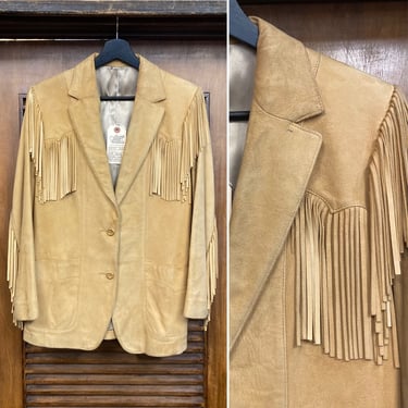 Vintage 1960’s Suede Fringe Western Cowboy Blazer Sport Coat, 60’s Western Wear, Vintage Fringe Jacket, Vintage Clothing 