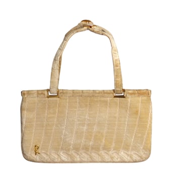 ROBERTA DI CAMERINO- 1970s Ivory Velvet Purse