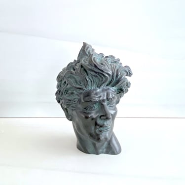 Vintage Edward Melcarth Heroic Male Head Classical Sculpture in Resin 
