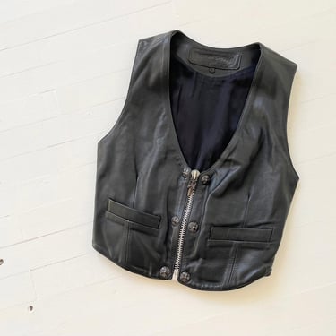 1990s Chrome Hearts Black Leather Vest 