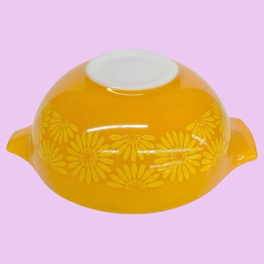 Vintage Pyrex Bowl Retro 1960s Mid Century Modern + Daisy Pattern + #444 + 4 Quart + Orange/Yellow + Ceramic + Cinderella + Kitchen Serving 