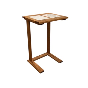 Free shipping within continental US - Vintage Handmade Oak Accent Side Table or Stand 