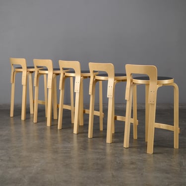 Alvar Aalto K65 Counter Stool Birch and Black Mid-Century Modern Vintage 