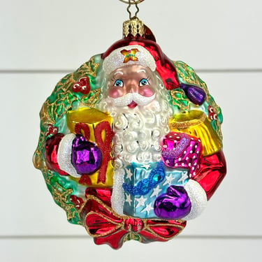 Christopher Radko Santa Wreath A GIFT FOR GIVING Glass Christmas Ornament 