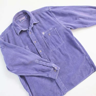 90s Corduroy Shirt - Corduroy Shirt Large - Vintage Corduroy Button Up - Cord Shirt - Lavender Purple Shirt - Pastel Corduroy - Chunky Cord 