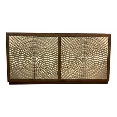 Modern Geometric Silver Foil Credenza