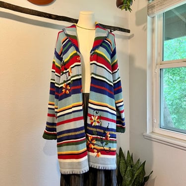 Storybrook Knits Colored Cotton Embroidered Floral Oversized Sweater Size Medium 