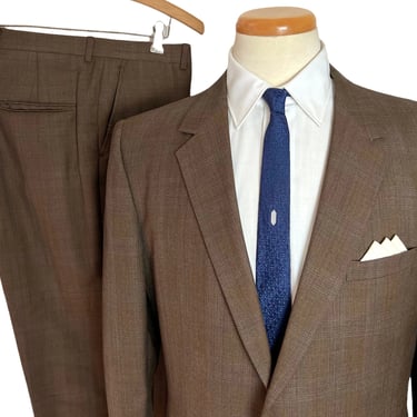 Vintage 1960s/1970s PENNEYS TOWNCRAFT Wool 2pc Suit ~ 40 to 42 R ~ jacket / blazer / sack sport coat / pants ~ Windowpane Check Plaid 