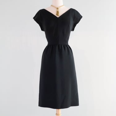 Elegant Early 1960's Ben Reig Little Black Dress In Silk / SM