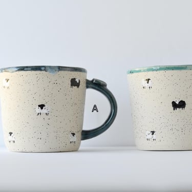 Sheep Mug with A Few Little Black Sheep - Handmade Ceramic Mug 