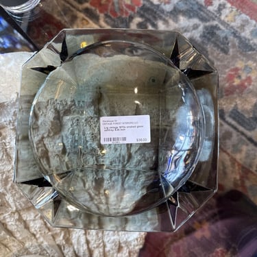 Lrg vintage 1970s smoked glass ashtray 8.25 inch