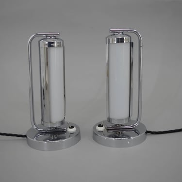 Set of Two Art Deco Table Lamps, 1930, Restored 