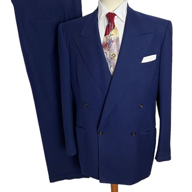 Vintage 1940s EAGLE CLOTHES Double-Breasted Wool 2pc Suit ~ 42 Long ~ jacket / pants ~ Talon Zipper ~ 