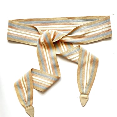 Vintage 70s 80s Wide Striped Belt Tie Sash 