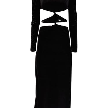 Undress Code - Black Velvet Midi Dress w/ Cut-Outs Sz S