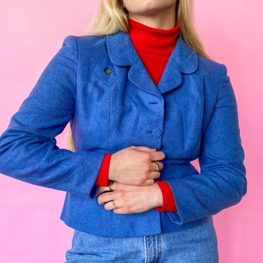 1950s Blue and Purple Tweed Jacket, sz. M