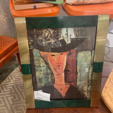 8x10" brass and faux green marble frame