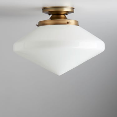 Large Art Deco Lighting - Flush Mount Fixture - Classic Ceiling Light - White Glass 