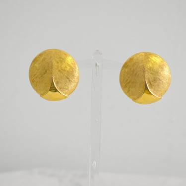 1980s Trifari Gold Circle Clip Earrings 