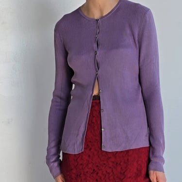 Lilac Silk Knit Cardigan (S)