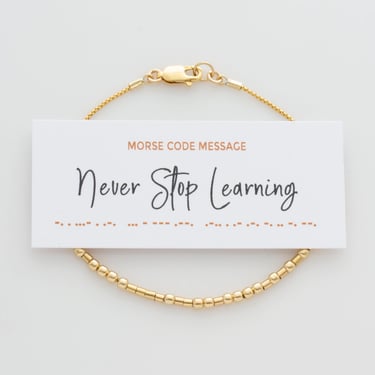 Never Stop Learning Hidden Morse Code Message Bracelet, Class of 2024 Unique Graduation Gift, Inspirational Graduation Gift 
