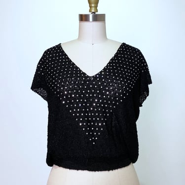 Rhinestone Black 1970s Sweater from Best Dressed Alaska Collection