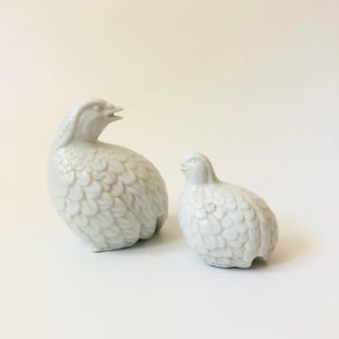 White Porcelain Quails - Set of 2 