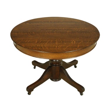 Vintage 43 in. Round Pedestal Base Oak Table