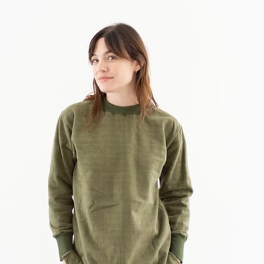 Vintage French Faded Olive Green Sweatshirt | Two Tone Terry | 70s Made in France | FS123 | S | 